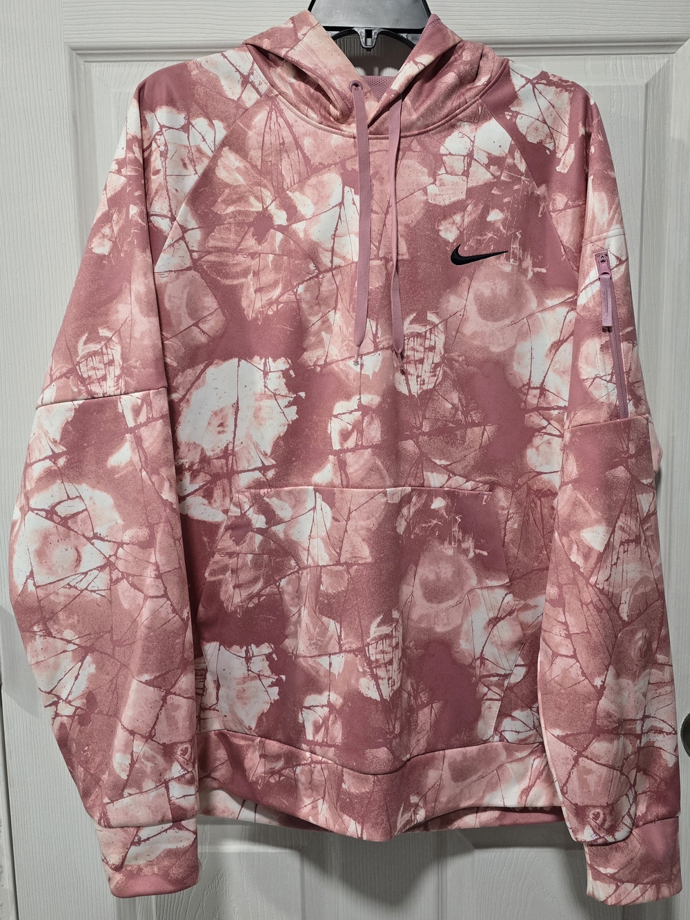 Nike Women's Pink & White Tie-Dye Pullover Hoodie